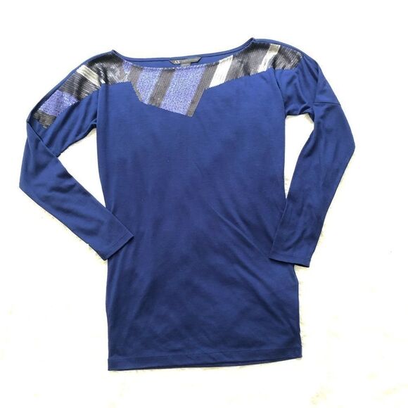 ARMANI EXCHANGE SEQUINED BATEAU‎ NECK LS TOP SZ XS - Picture 1 of 7